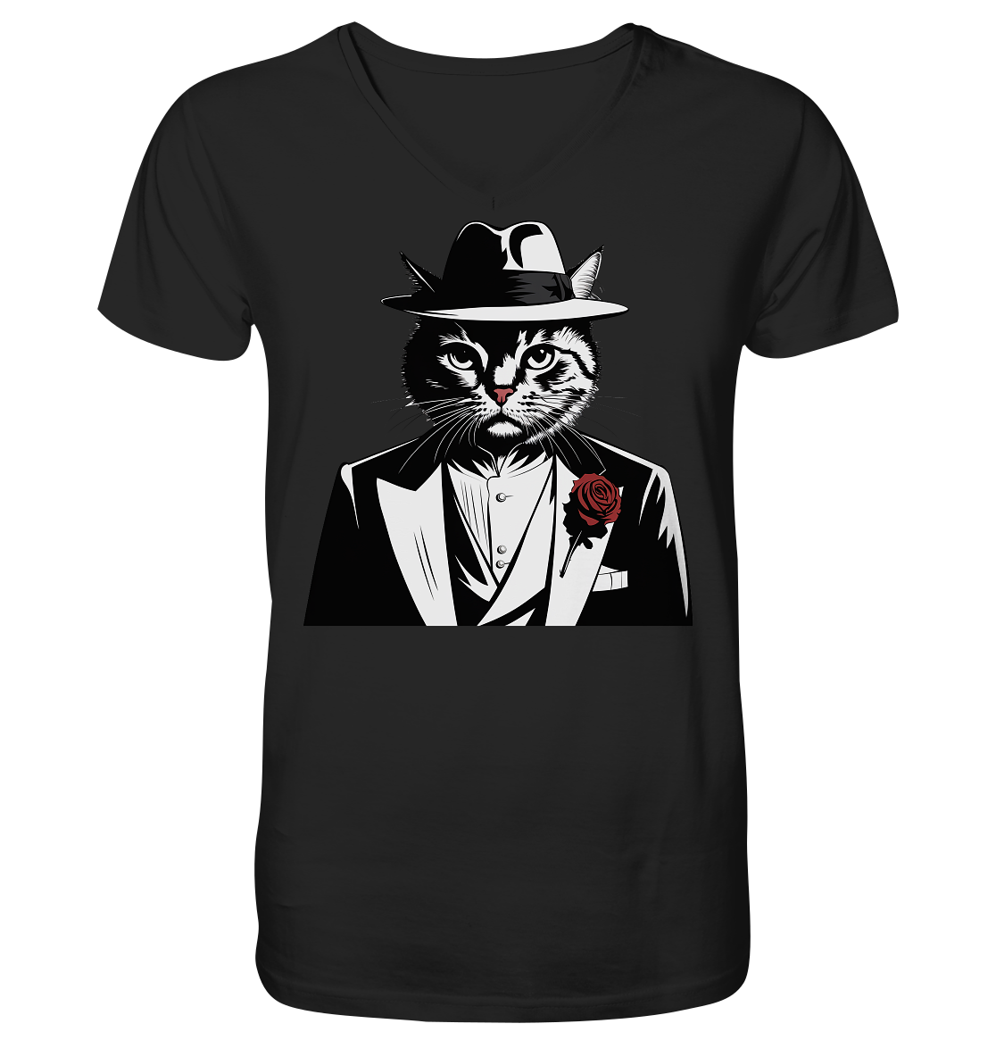 Catfather Katze Mafia - personalisierbar - V-Neck Shirt