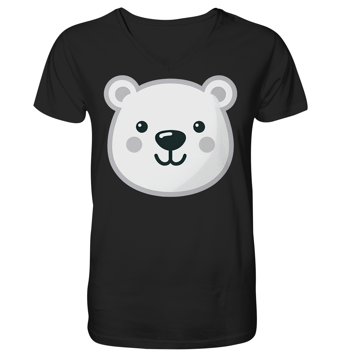 Fröhliche Eisbär Gesicht  - personalisierbar - V-Neck Shirt