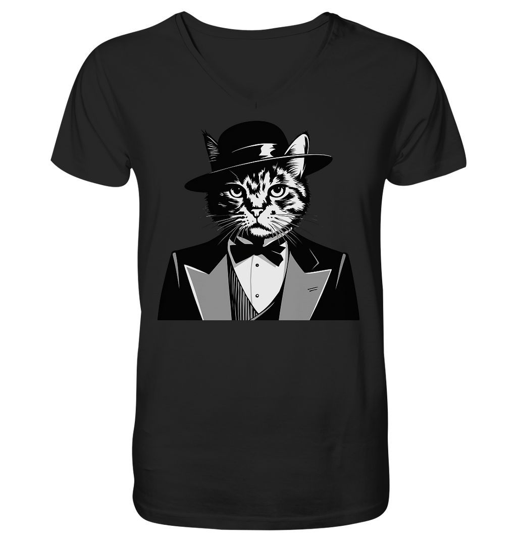 Godfather Katze Mafia - personalisierbar  - V-Neck Shirt