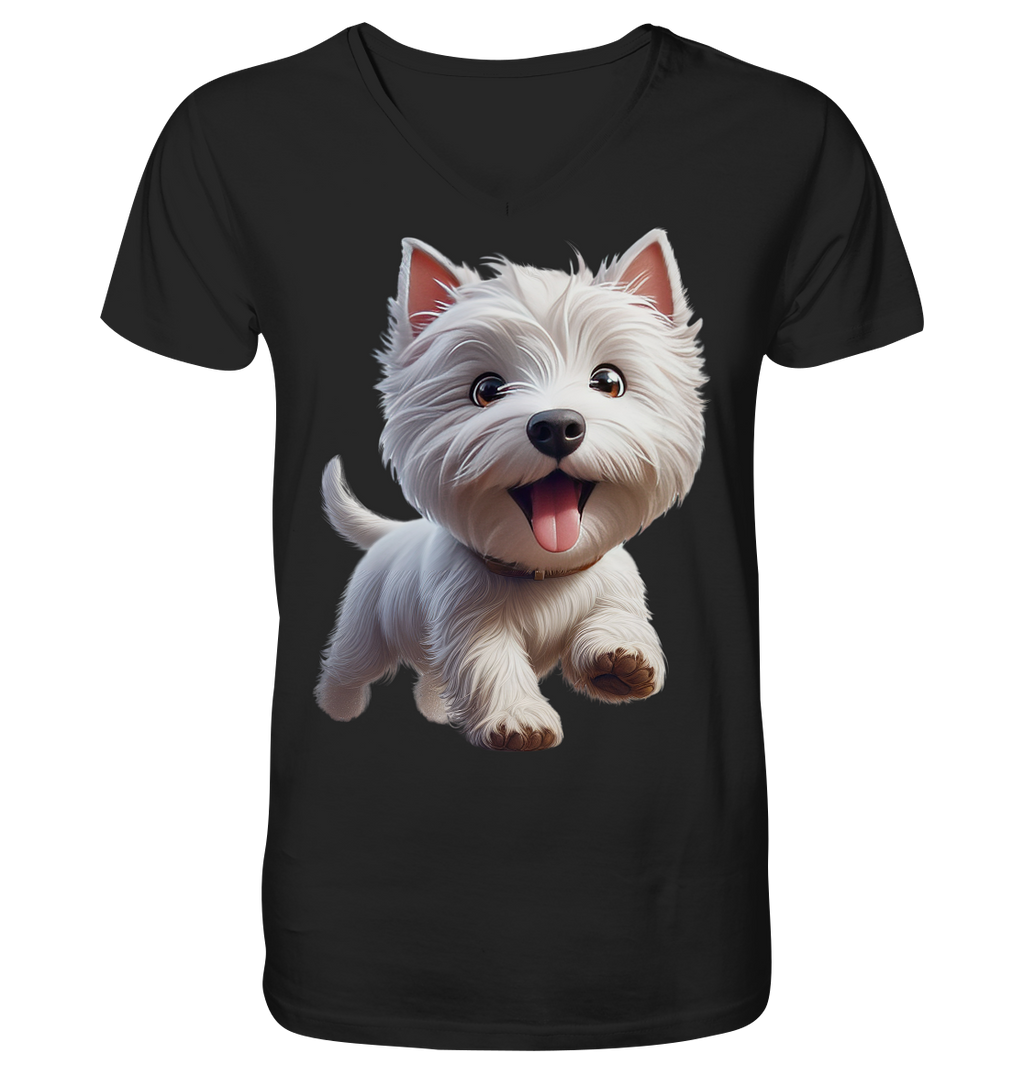West Highland Terrier Catoon - personalisierbar - V-Neck Shirt