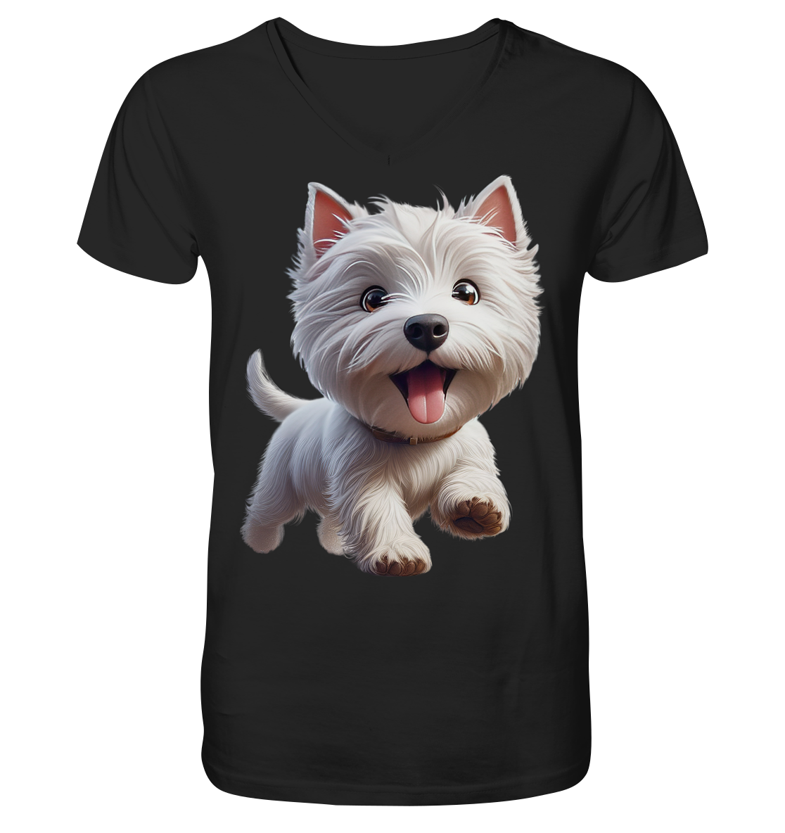 West Highland Terrier Catoon - personalisierbar - V-Neck Shirt
