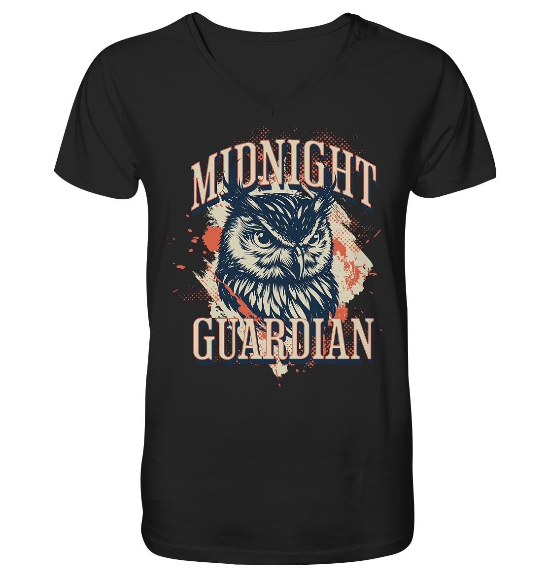 Eule Vintage Art - Midnight Guardian - V-Neck Shirt