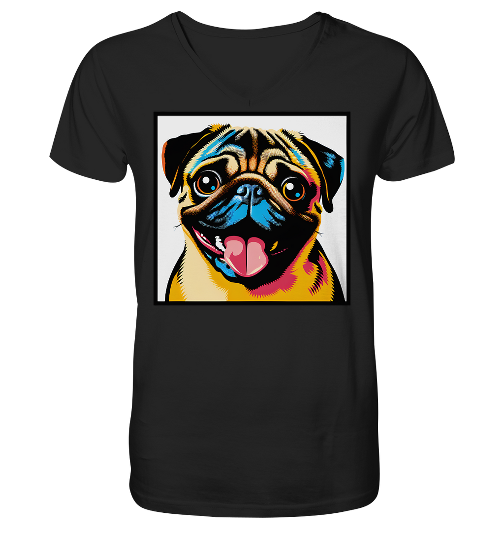 Mops Pop Art - V-Neck Shirt