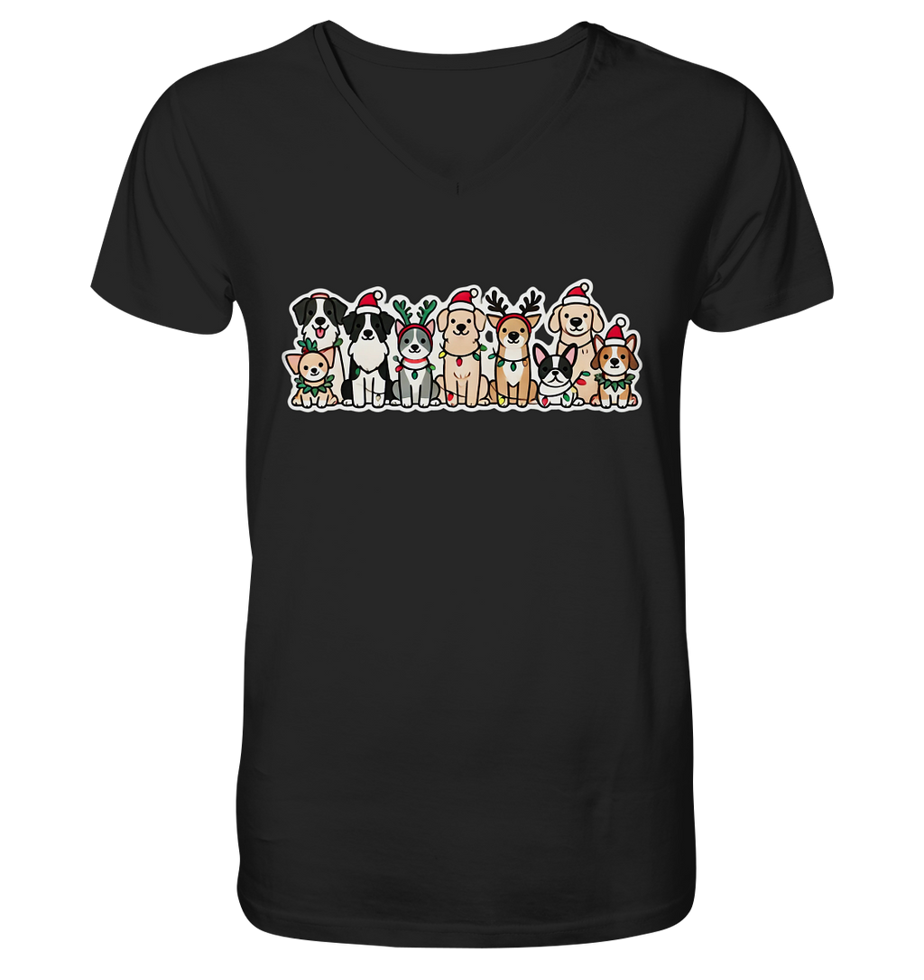 Weihnachten, Christmas Hunde - V-Neck Shirt