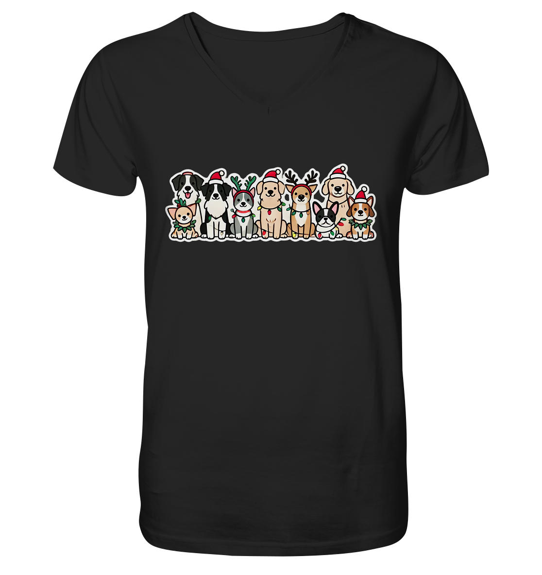 Weihnachten, Christmas Hunde - V-Neck Shirt