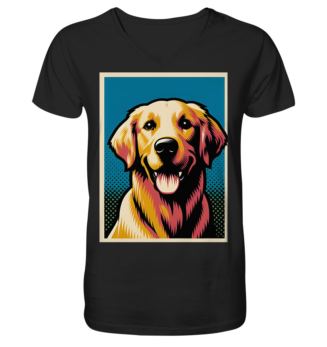 Golden Retriever Pop Art - personalisierbar - V-Neck Shirt