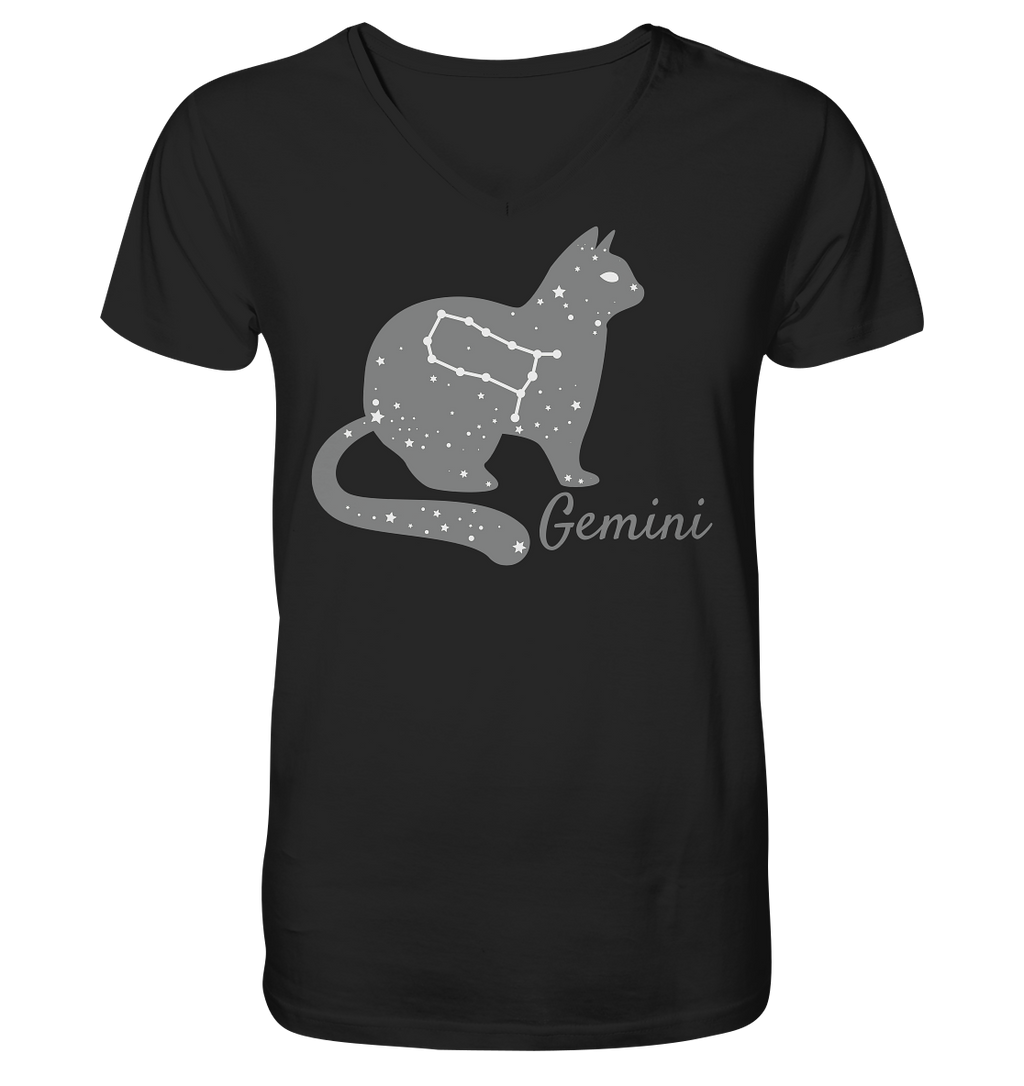 Sternzeichen Katze Zwilling - personalisierbar - V-Neck Shirt
