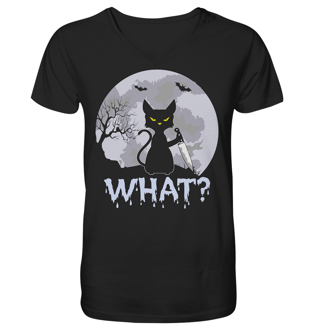 Halloween Katze Horror Lustig - V-Neck Shirt