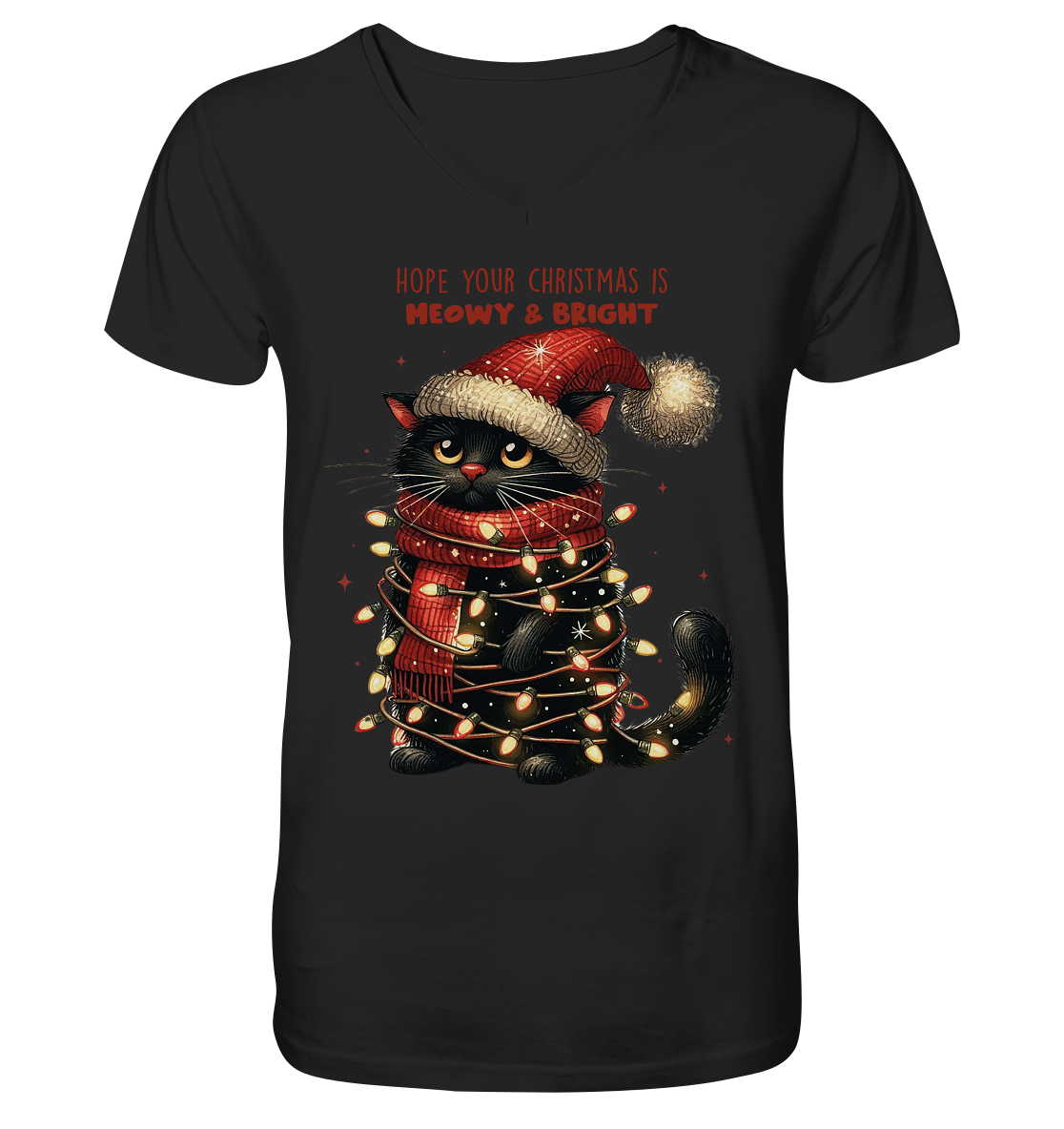 Weihnachts Katze Christmas is Moewy - V-Neck Shirt