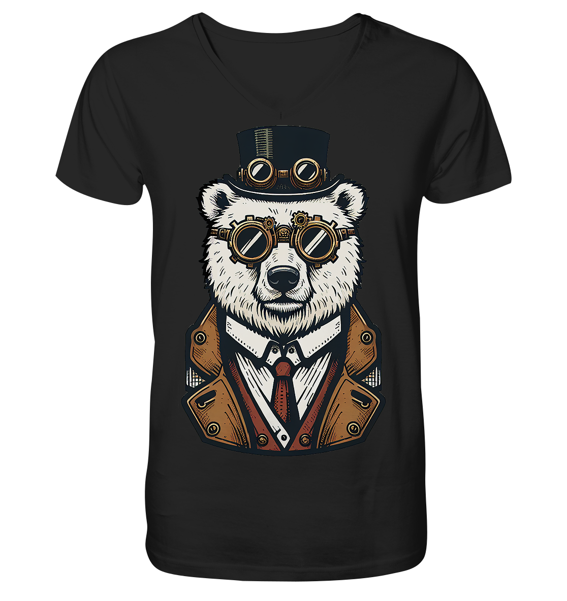 Eisbär Steampunk Polar Bear  - V-Neck Shirt