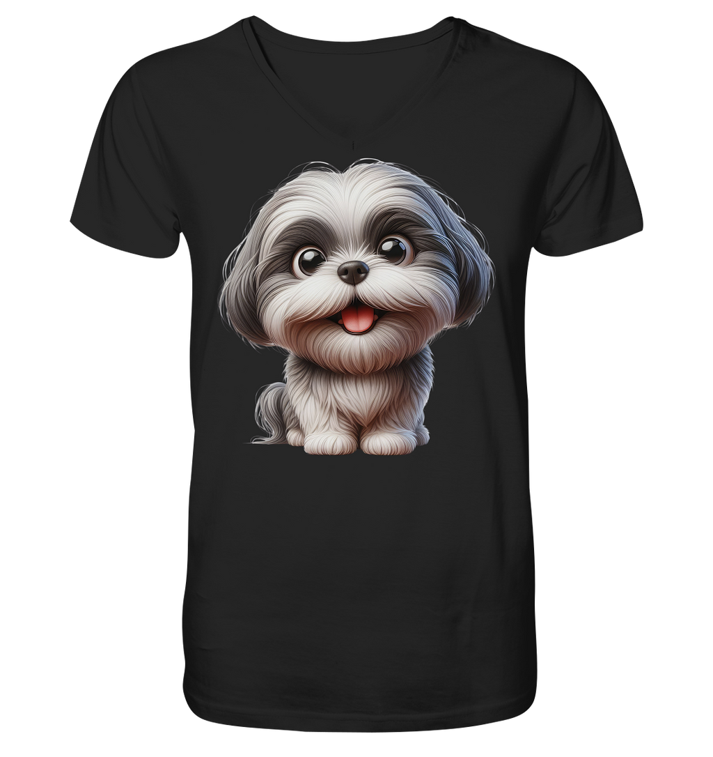 Shih Tzu Cartoon Dog - personalisierbar - V-Neck Shirt