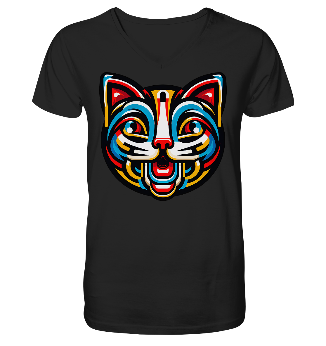 Pop Art Katze  - V-Neck Shirt
