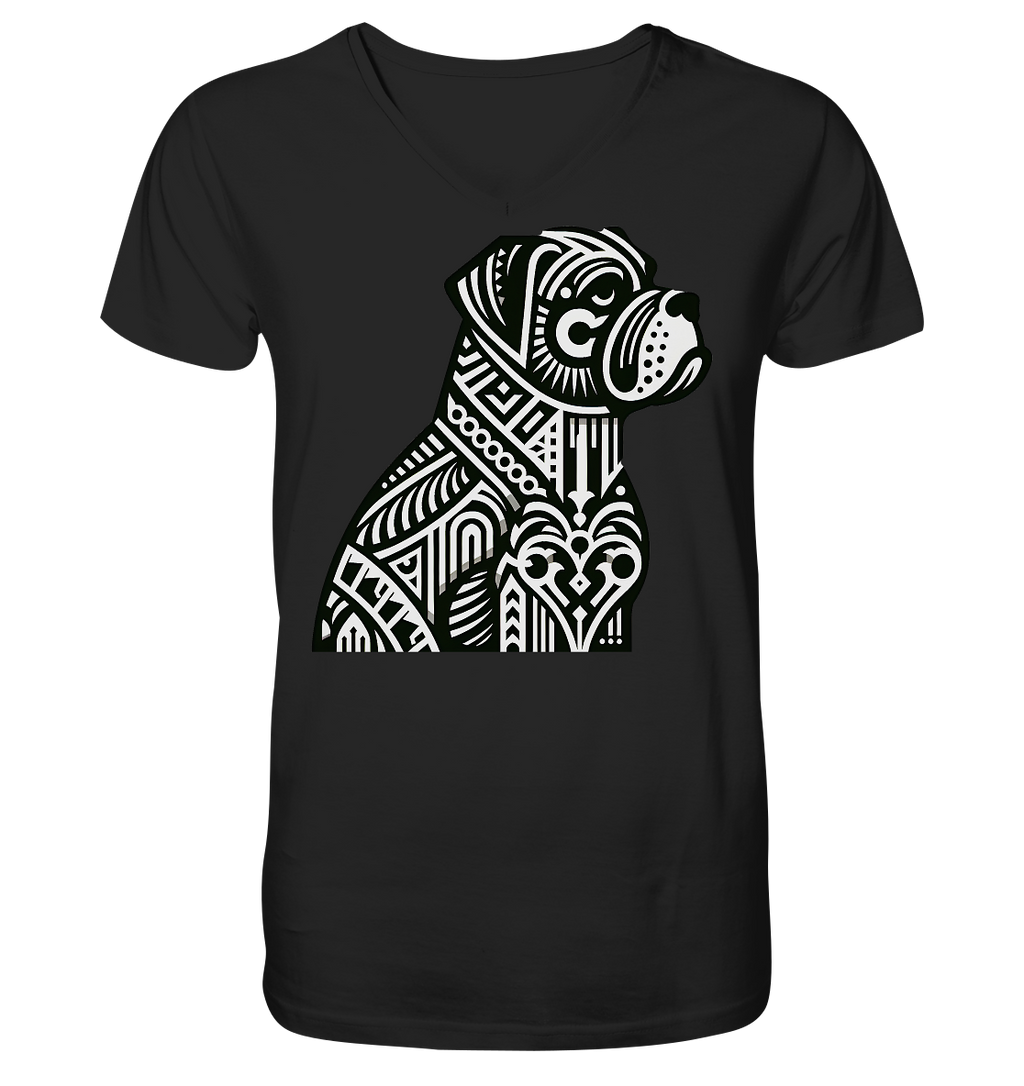 Hund Mastif Art Deco  - personalisierbar - V-Neck Shirt