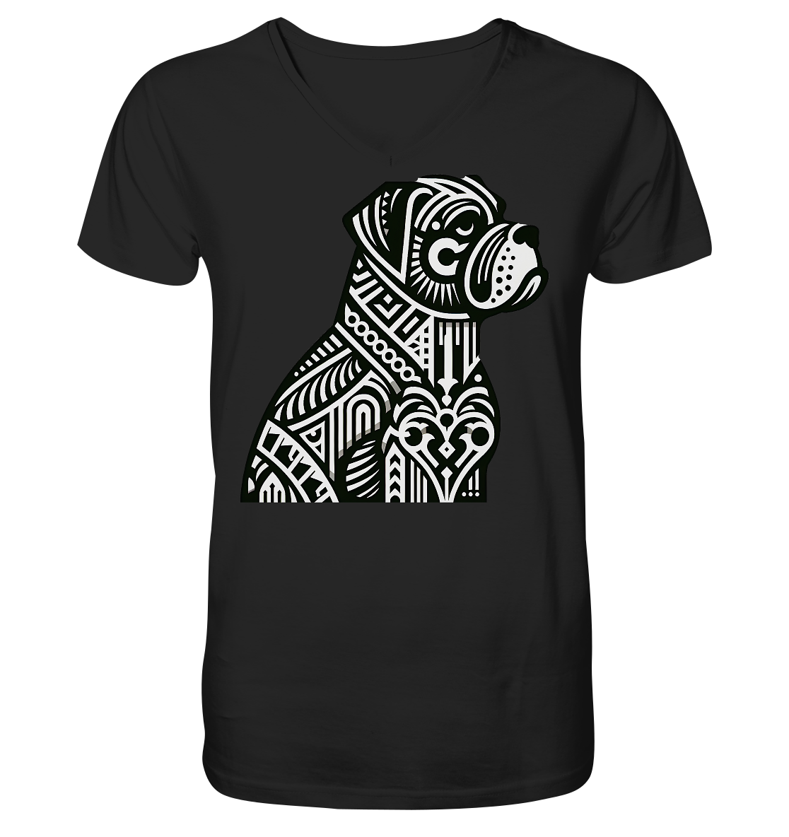 Hund Mastif Art Deco  - personalisierbar - V-Neck Shirt