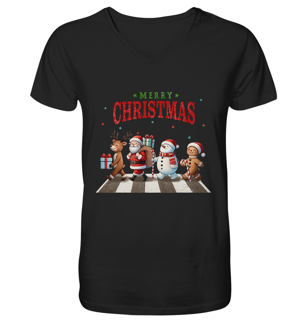 Merry Christmas Zebrastreifen - V-Neck Shirt