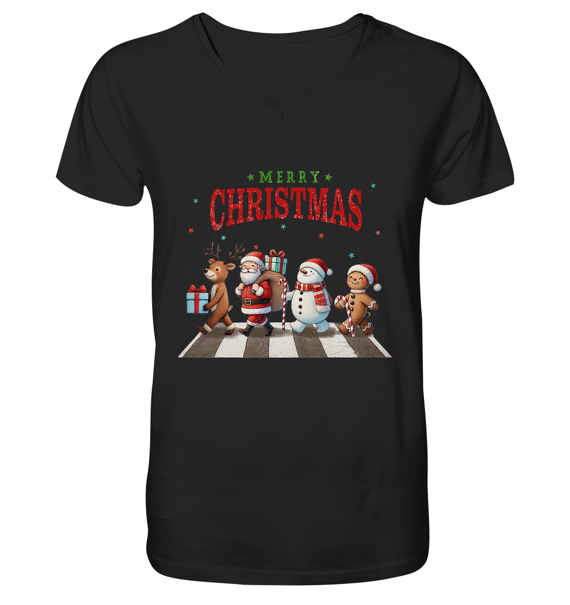 Merry Christmas Zebrastreifen - V-Neck Shirt
