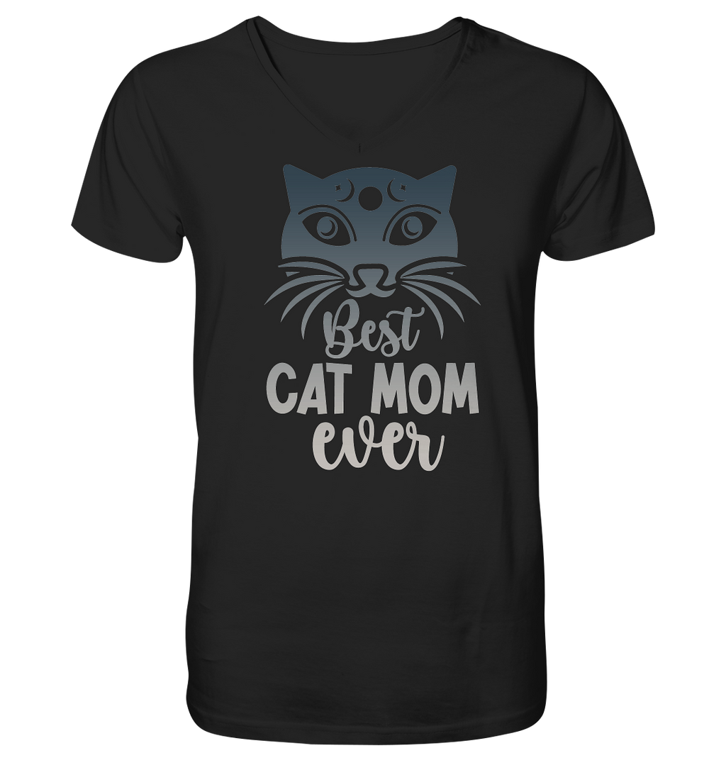 Best Cat Mum ever personalisierbar - V-Neck Shirt