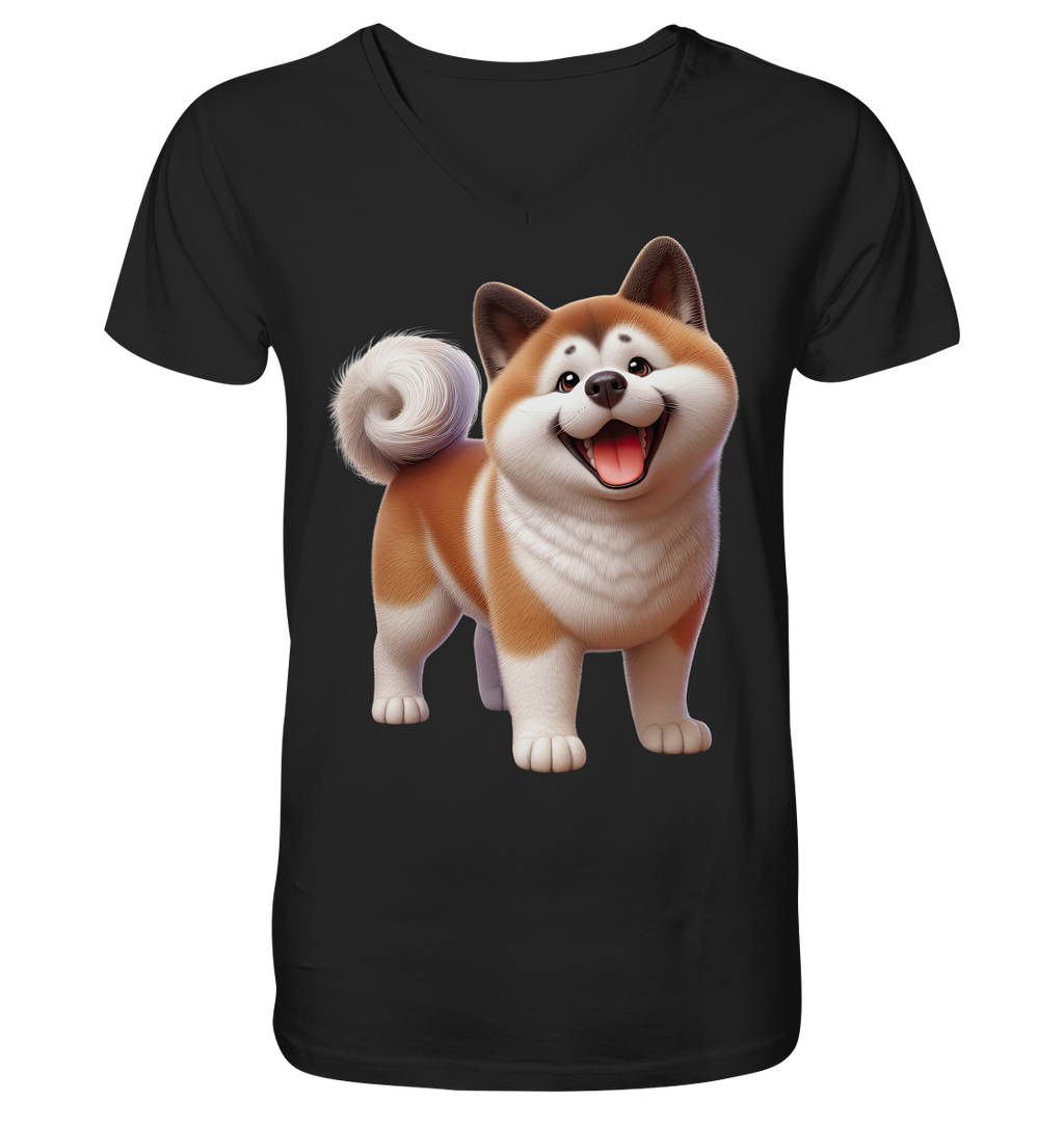Akita Cartoon Hund personalisierbar - V-Neck Shirt