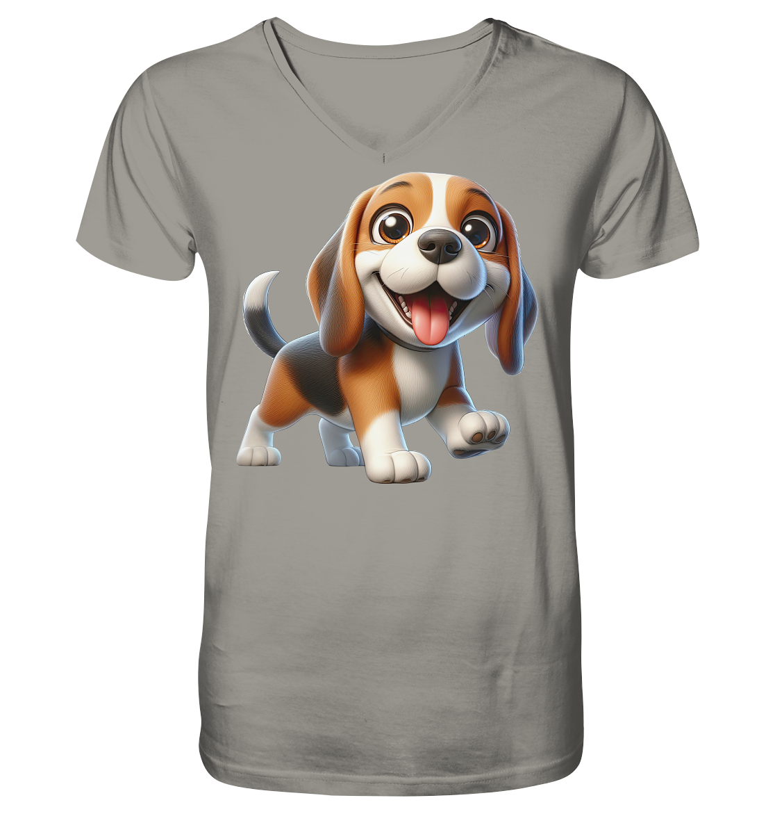 Beagle Cartoon Hund personalisierbar - V-Neck Shirt