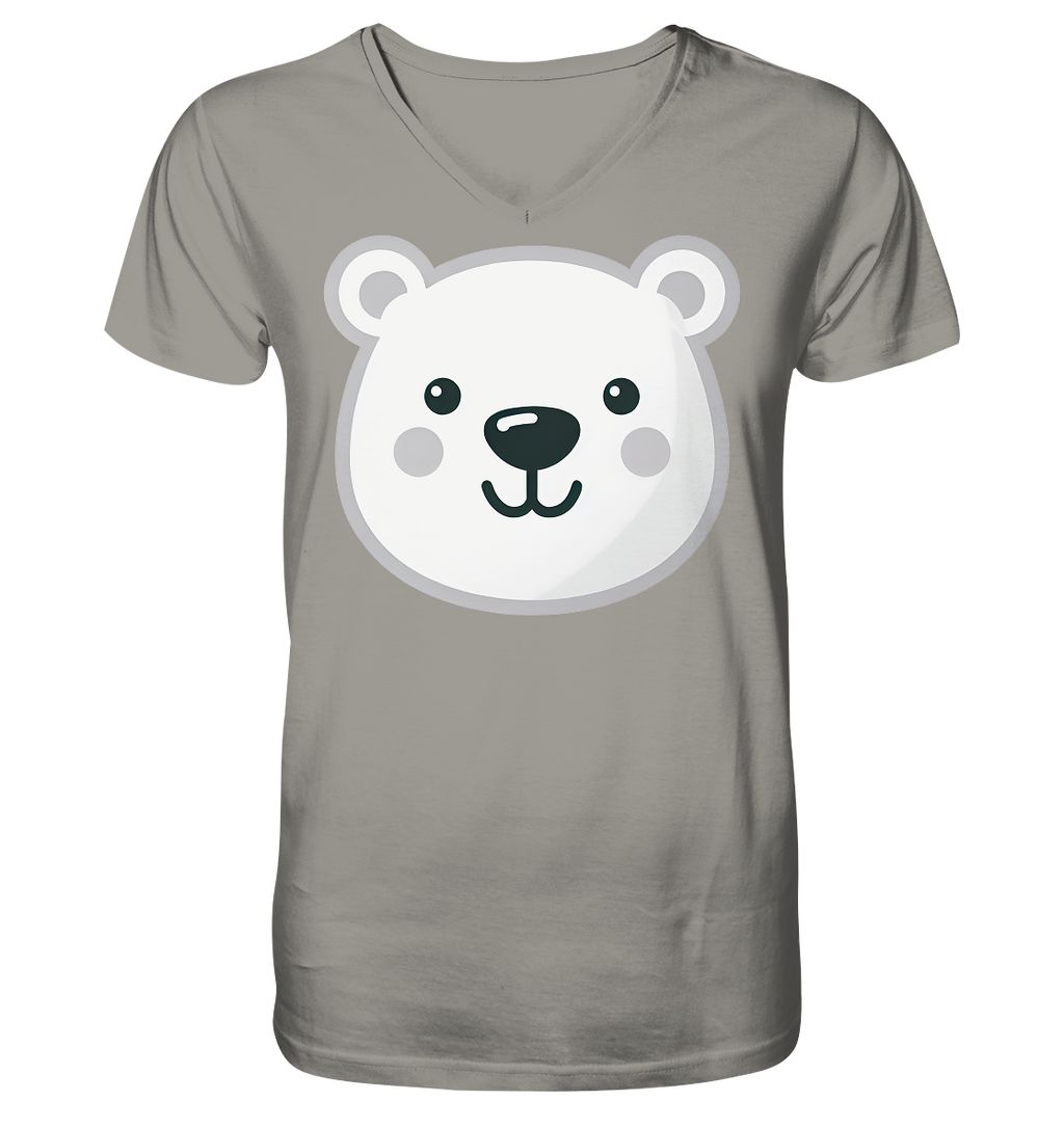 Fröhliche Eisbär Gesicht  - personalisierbar - V-Neck Shirt