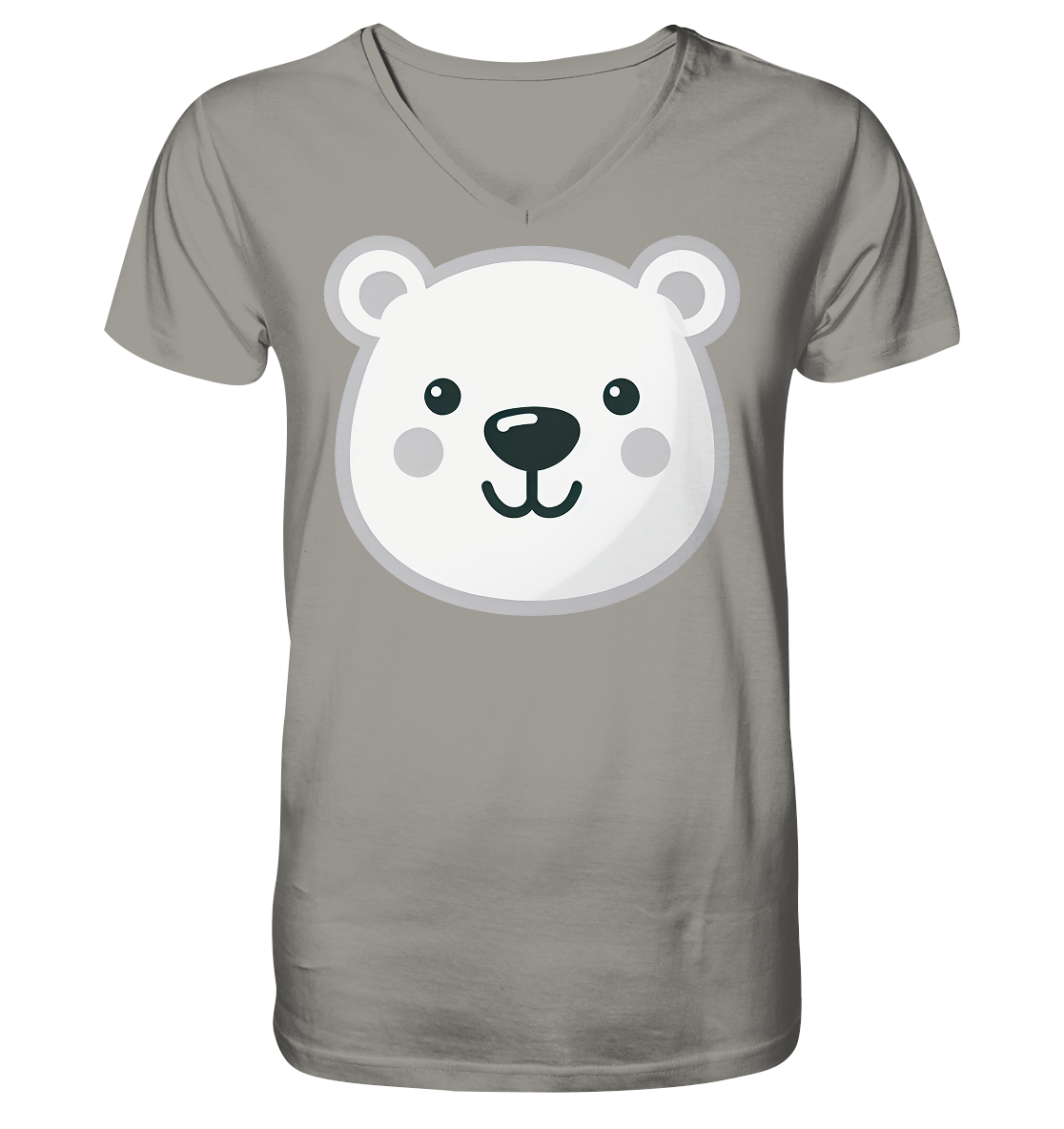 Fröhliche Eisbär Gesicht  - personalisierbar - V-Neck Shirt