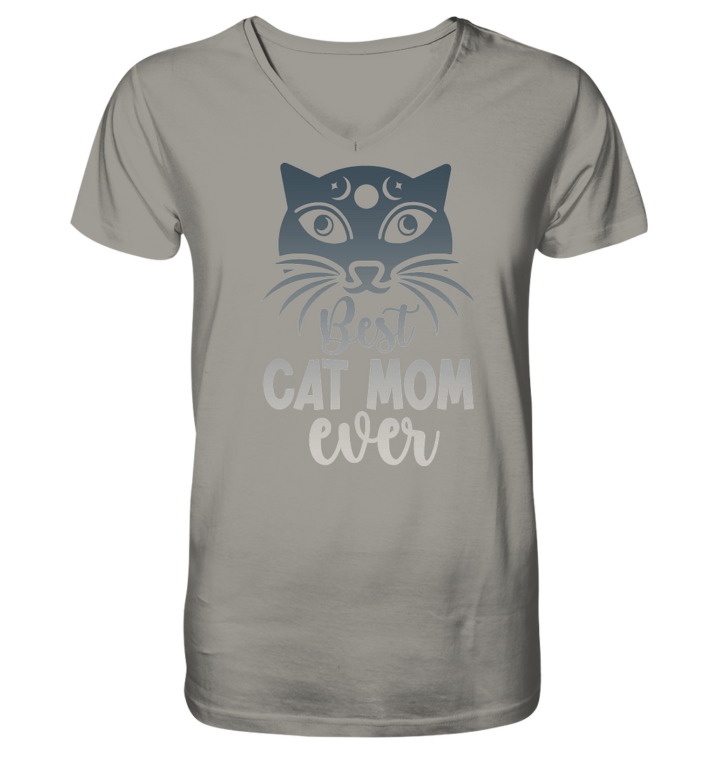 Best Cat Mum ever personalisierbar - V-Neck Shirt