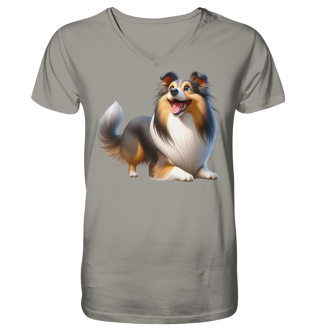 Shetland Sheepdog cartoon personalisierbar - V-Neck Shirt