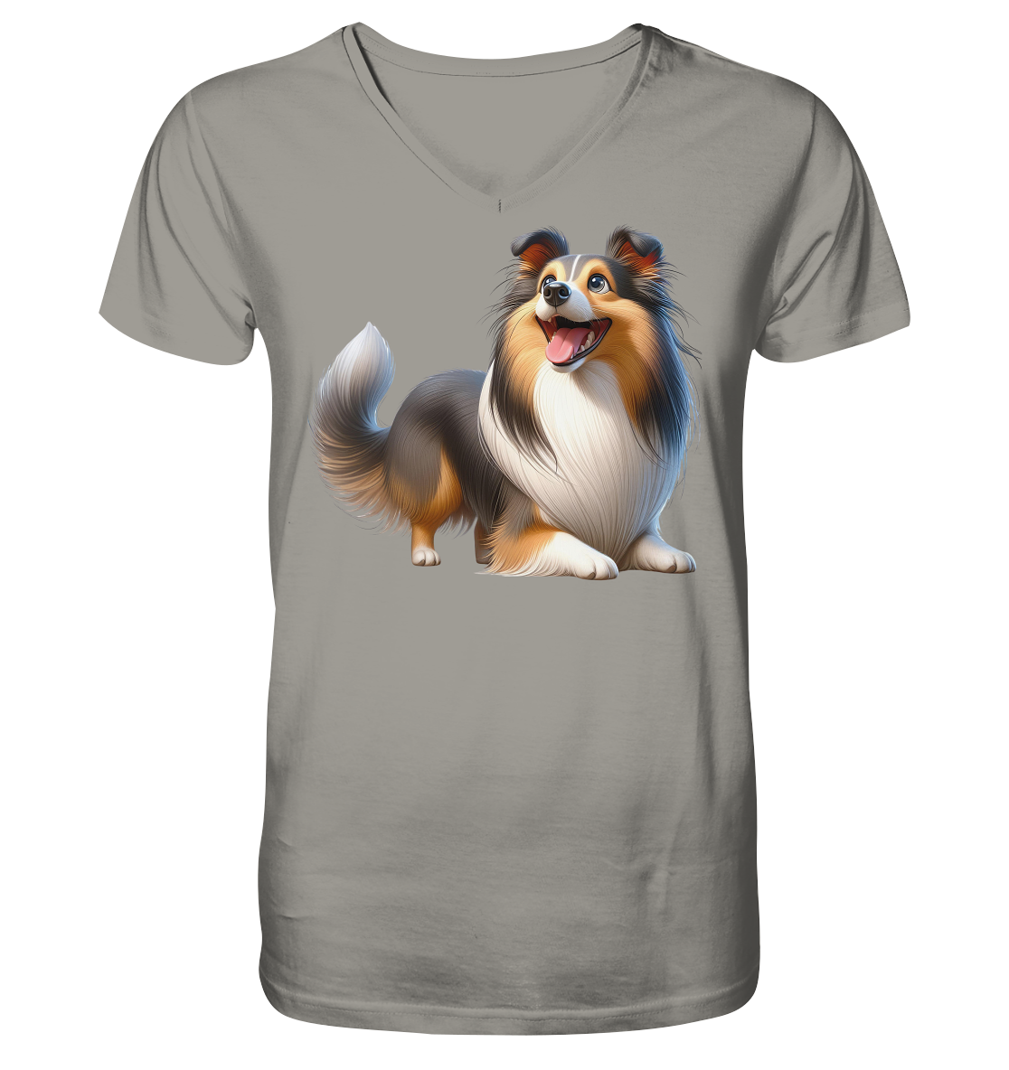 Shetland Sheepdog cartoon personalisierbar - V-Neck Shirt