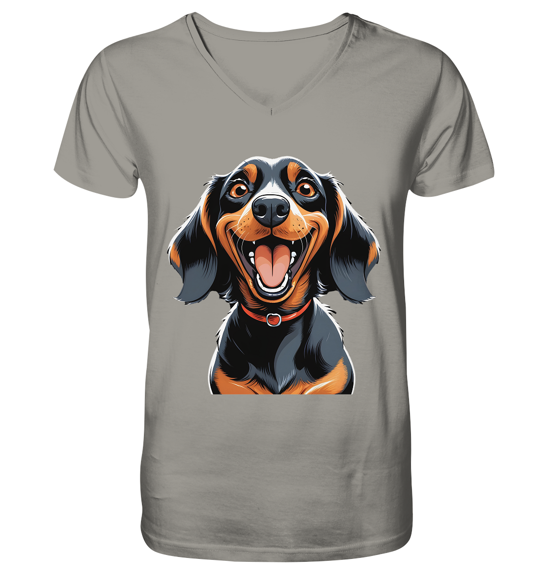 Happy Dackel Cartoon - V-Neck Shirt