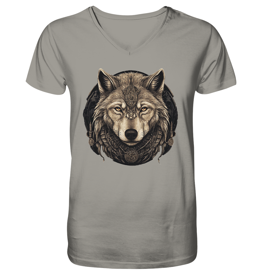 Wolf Fenris Viking Art - V-Neck Shirt