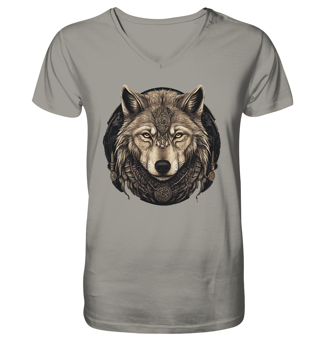 Wolf Fenris Viking Art - V-Neck Shirt