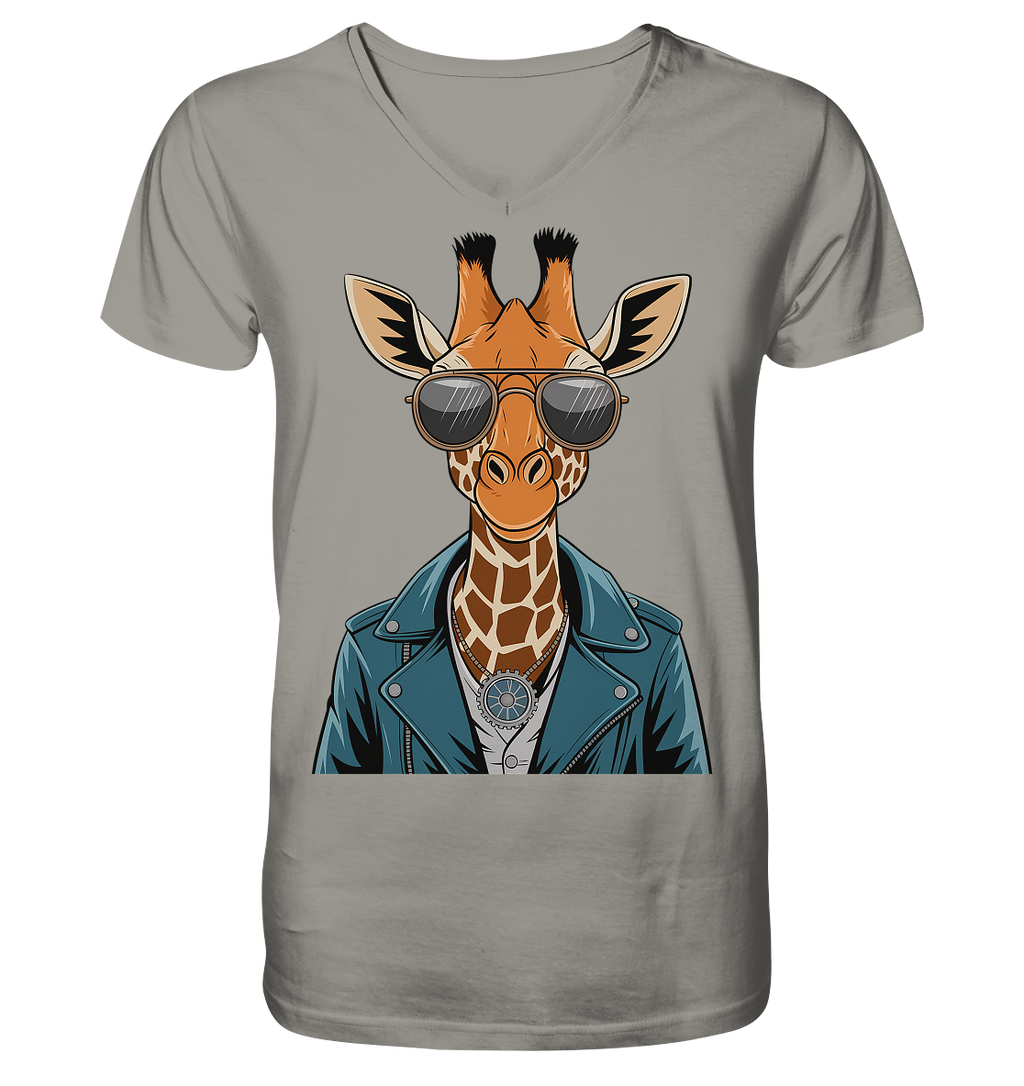 Giraffe Steampunk - V-Neck Shirt