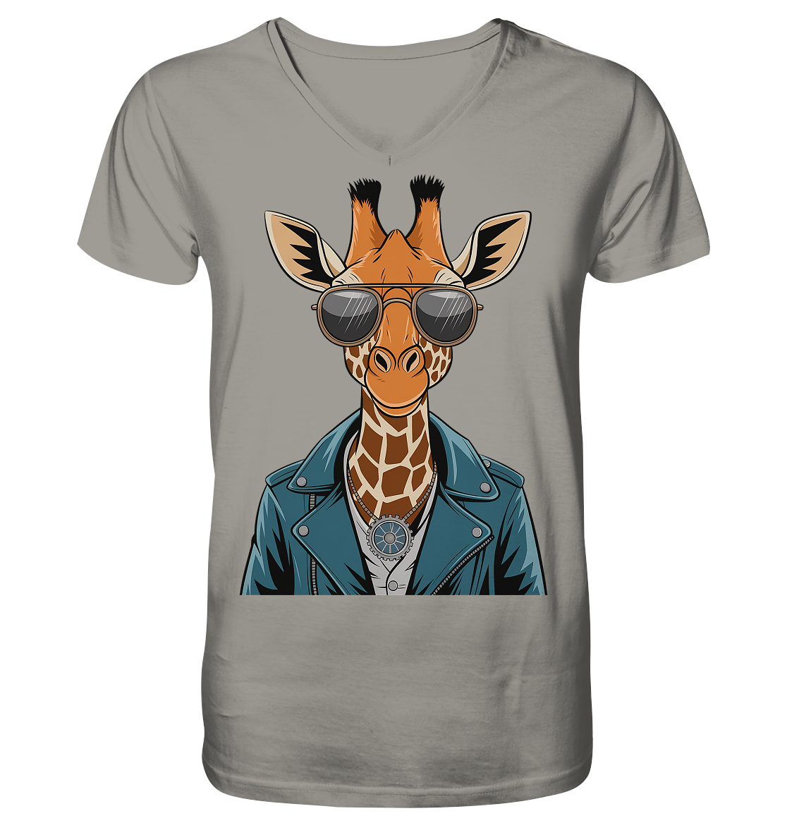 Giraffe Steampunk - V-Neck Shirt