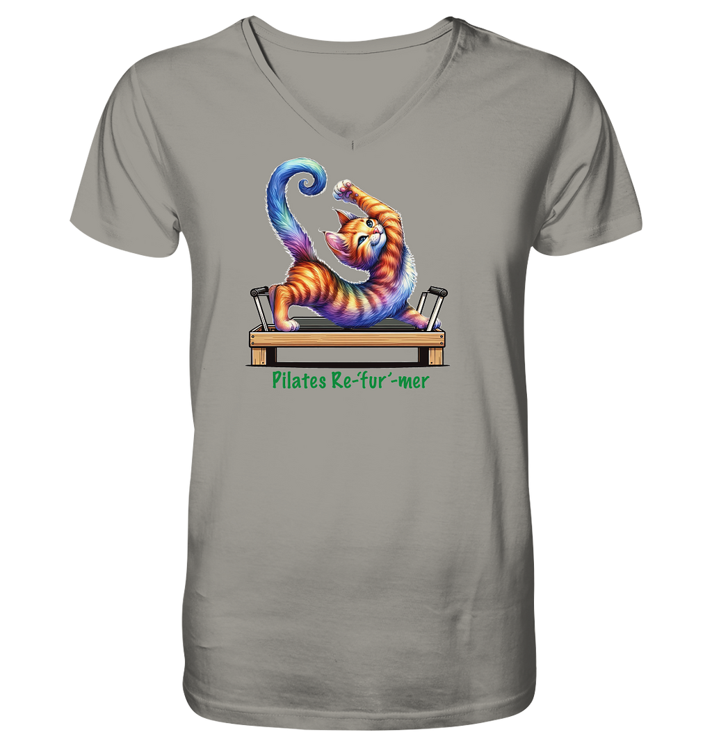 Pilates Reformer Re-fur-mer Katze lustig - V-Neck Shirt