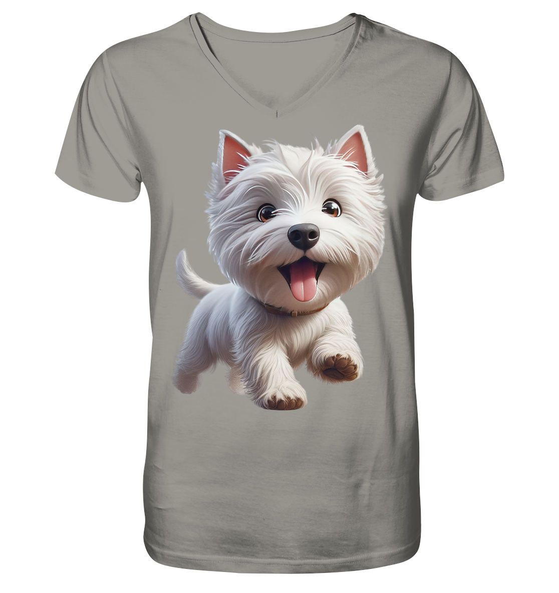 West Highland Terrier Catoon - personalisierbar - V-Neck Shirt