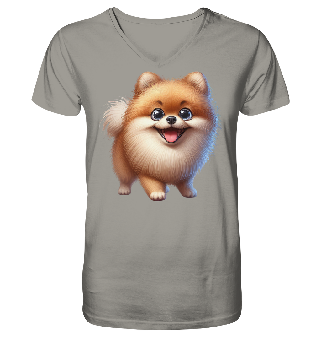 Pomeranien Cartoon - personalisierbar - V-Neck Shirt