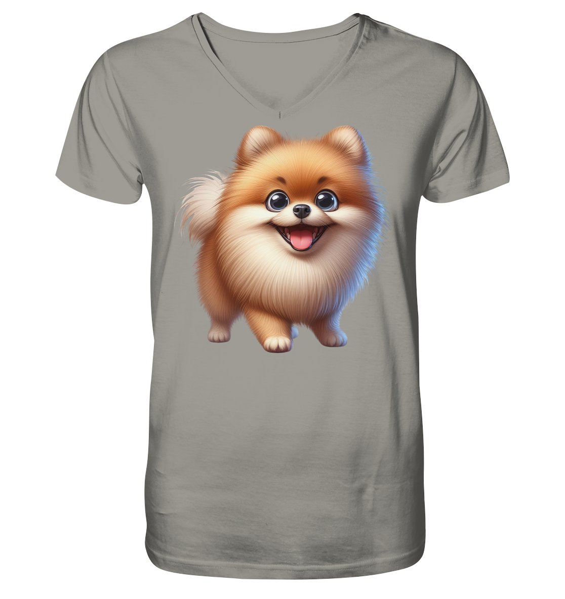Pomeranien Cartoon - personalisierbar - V-Neck Shirt