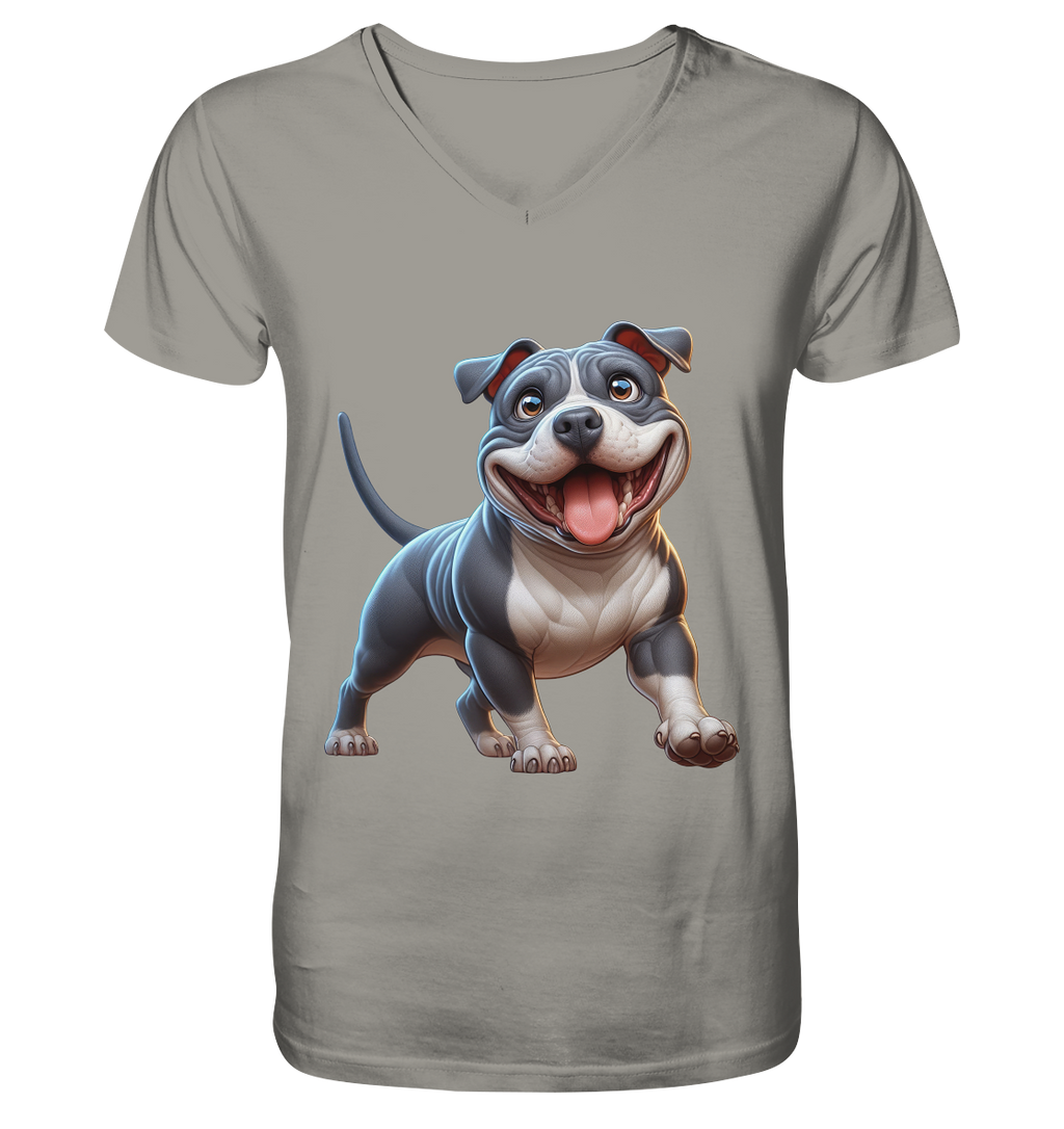 Pittbull Cartoon Hund personalisierbar - V-Neck Shirt