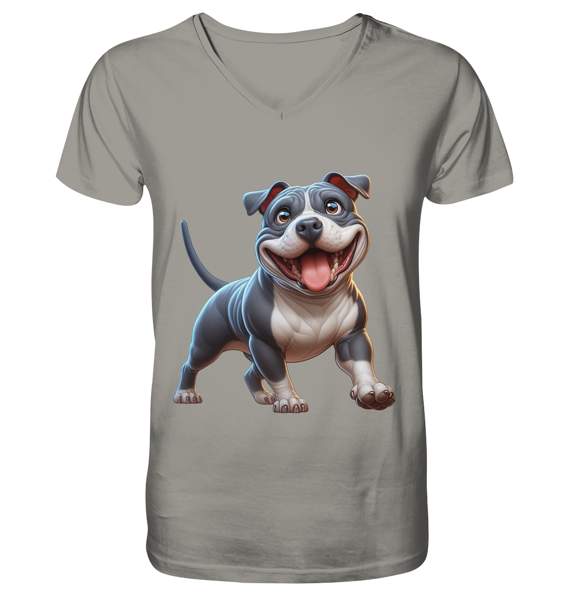 Pittbull Cartoon Hund personalisierbar - V-Neck Shirt