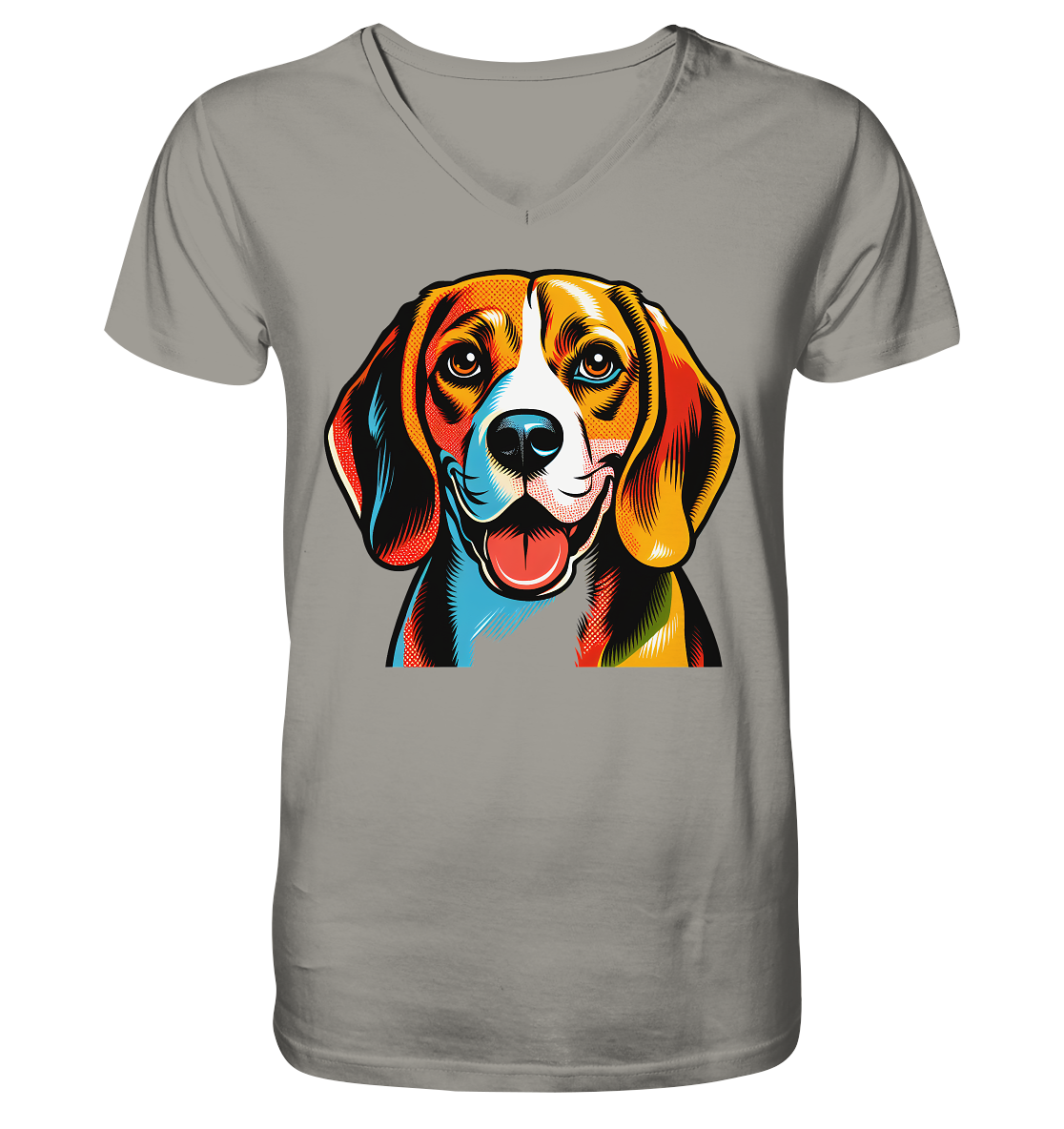 Beagle Pop Art - Personalisierbar - V-Neck Shirt