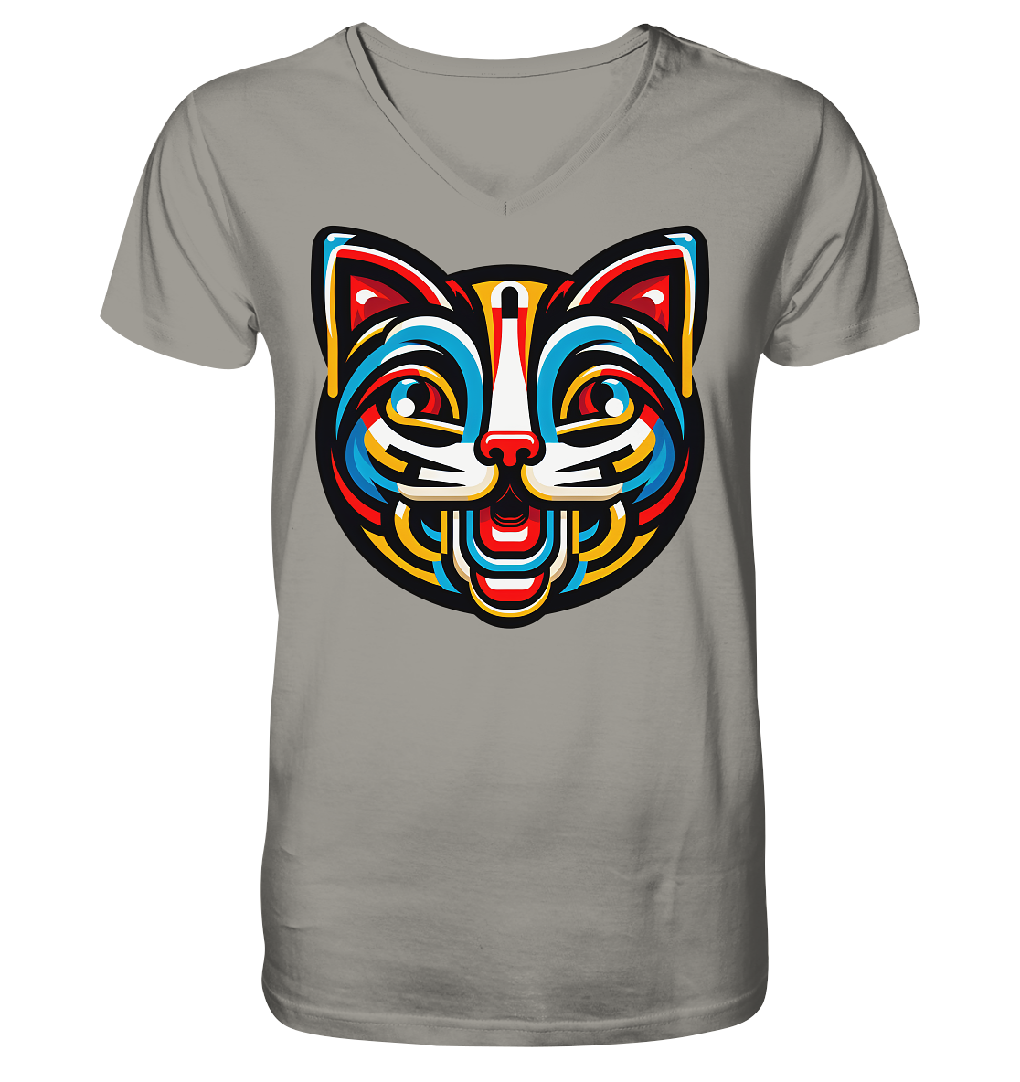 Pop Art Katze  - V-Neck Shirt
