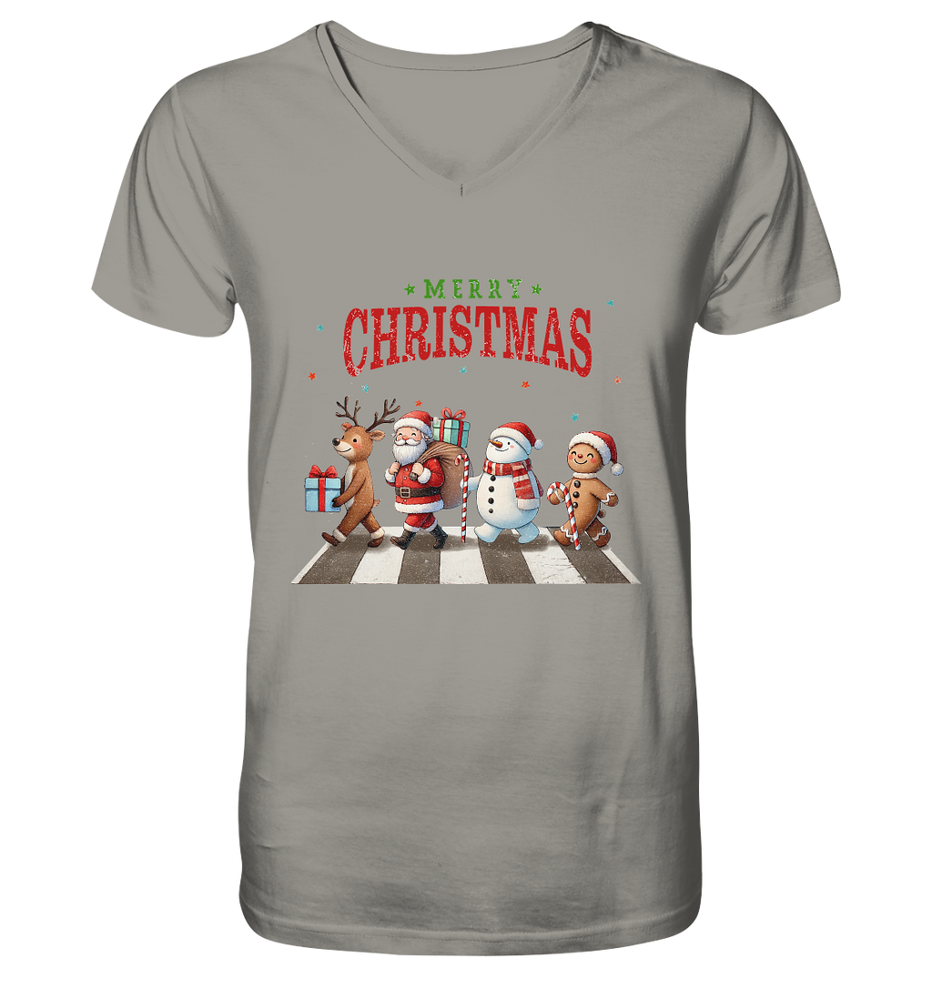 Merry Christmas Zebrastreifen - V-Neck Shirt