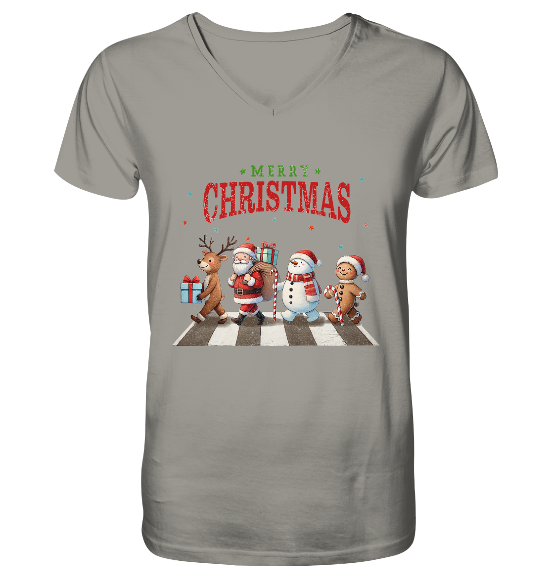 Merry Christmas Zebrastreifen - V-Neck Shirt