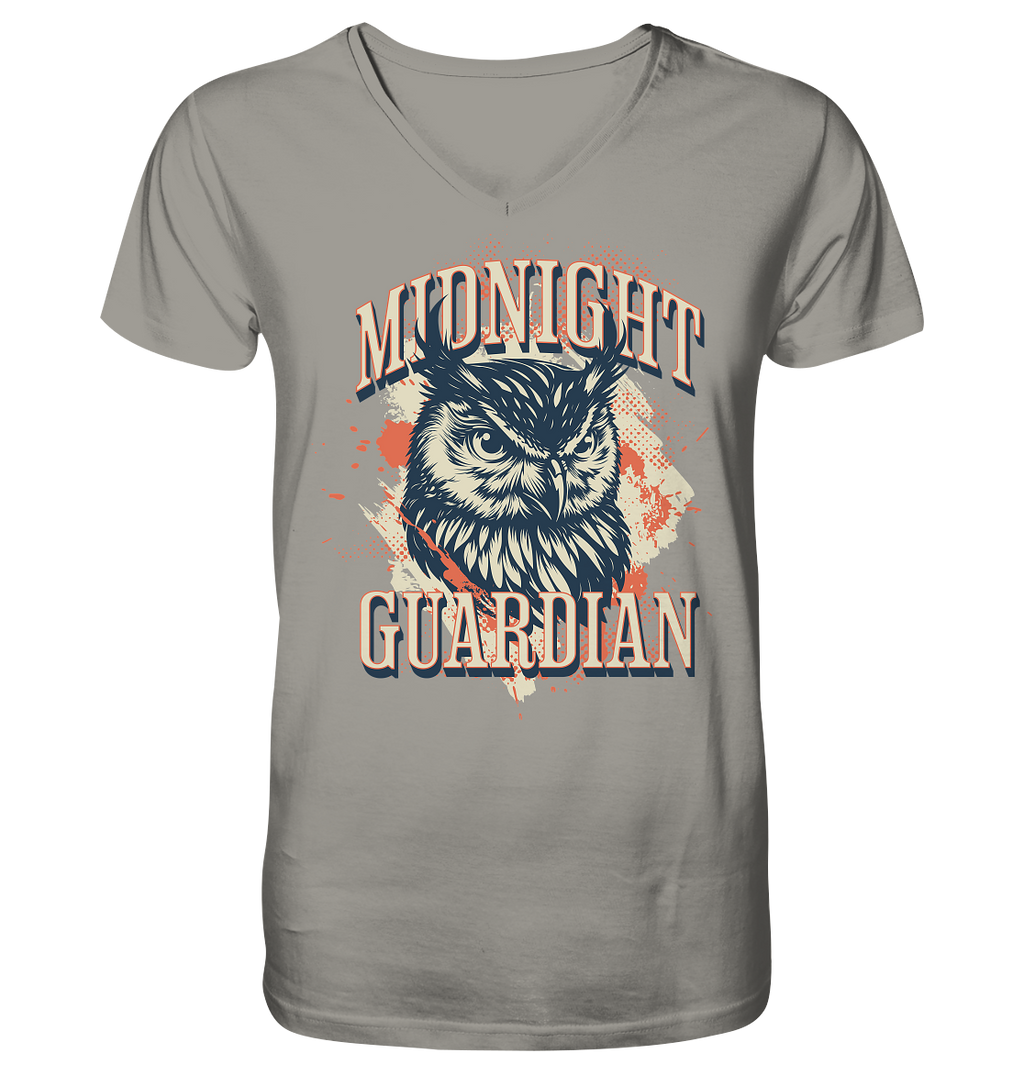 Eule Vintage Art - Midnight Guardian - V-Neck Shirt