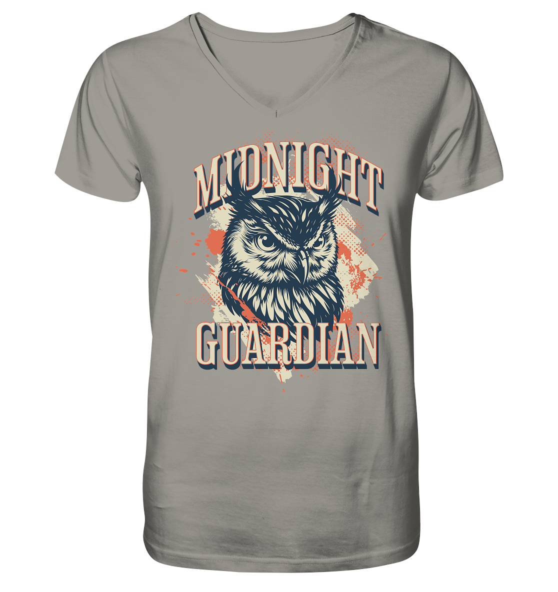 Eule Vintage Art - Midnight Guardian - V-Neck Shirt