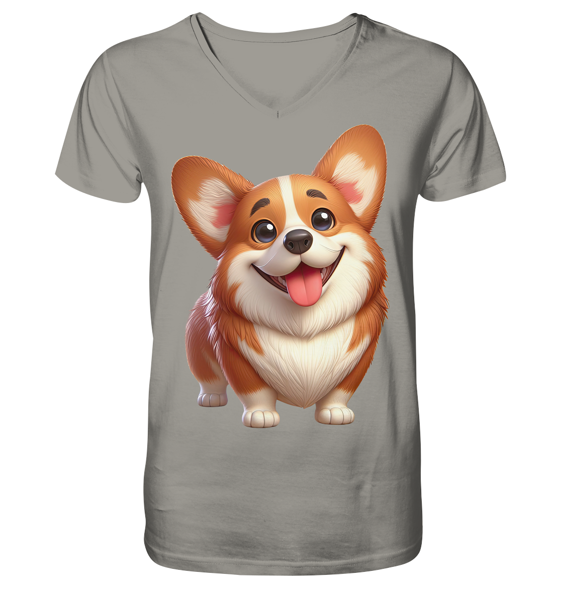 Corgi Hund Cartoon personalisierbar - V-Neck Shirt