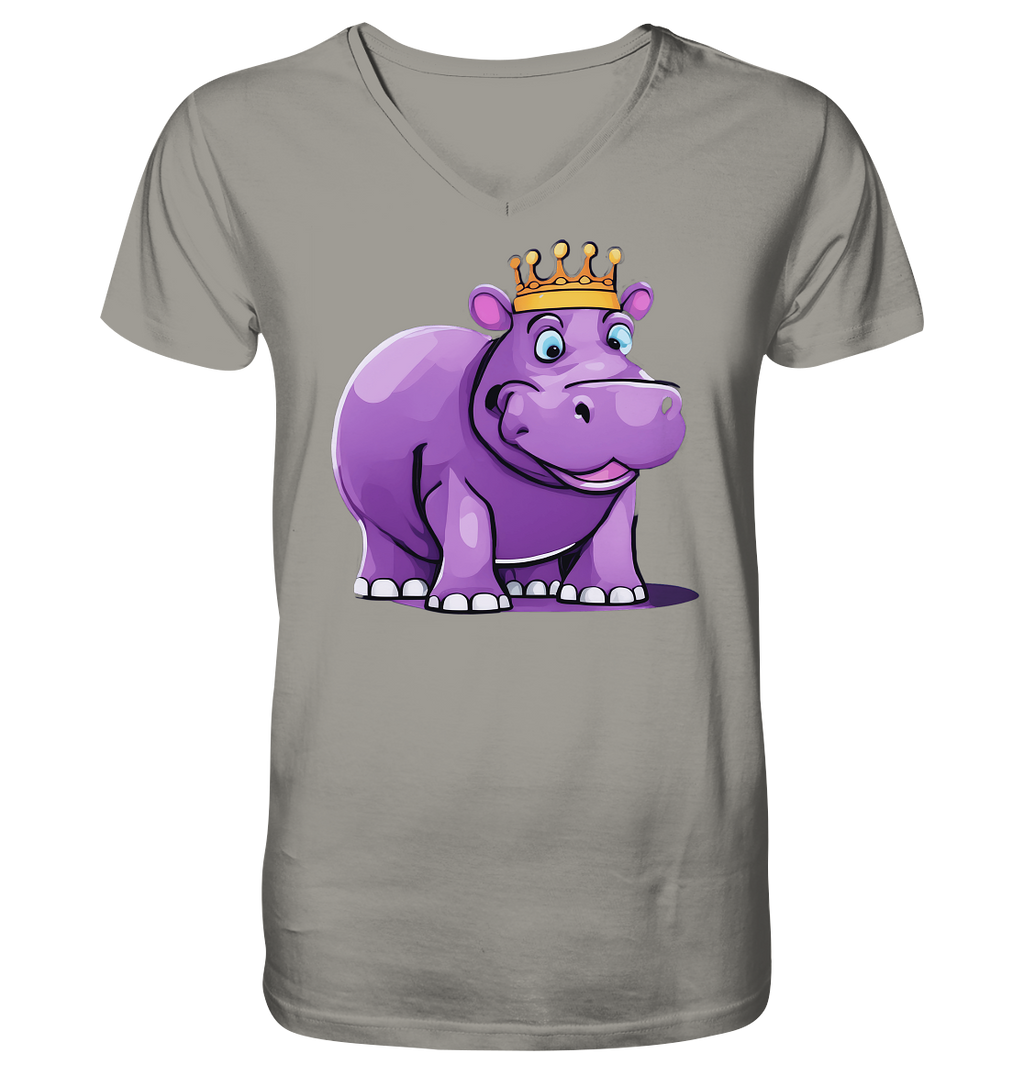 Hippo Queen Cute - personalisierbar - V-Neck Shirt