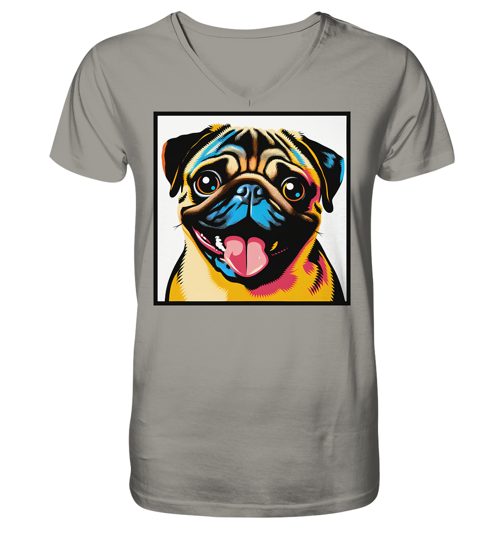 Mops Pop Art - V-Neck Shirt