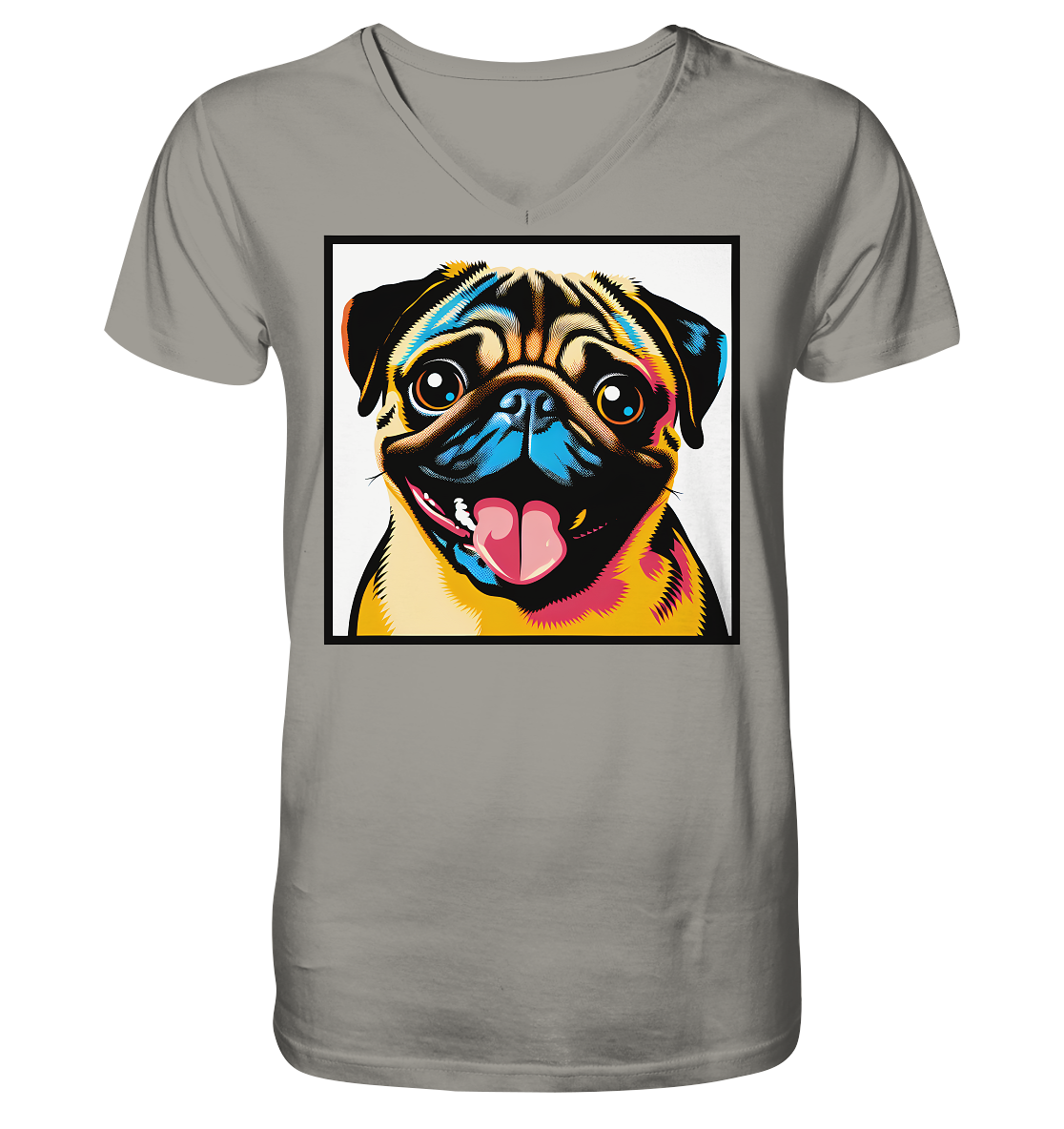 Mops Pop Art - V-Neck Shirt