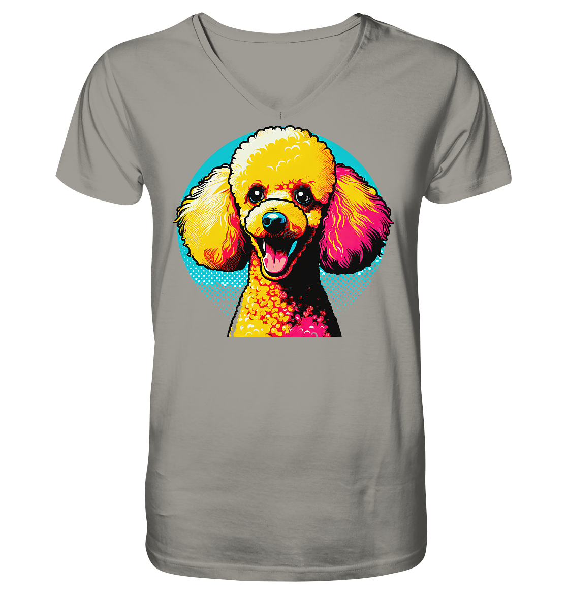 Pudel Pop Art - personalisierbar - V-Neck Shirt